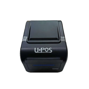 Side view of U.POS UP330 USB receipt printer showing compact design