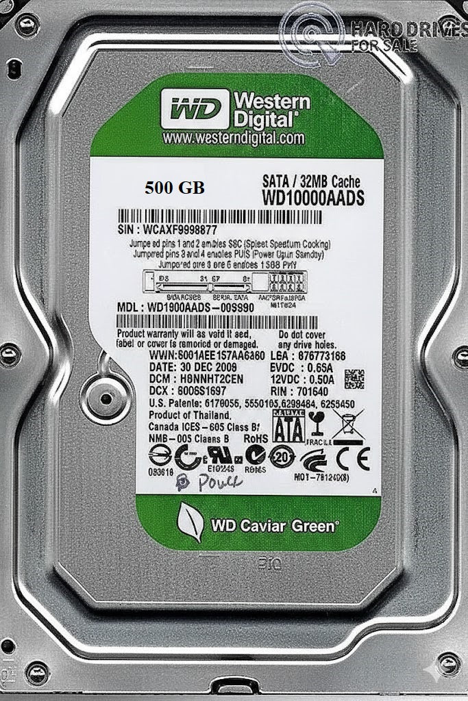 Main view of WD Green 500GB HDD used