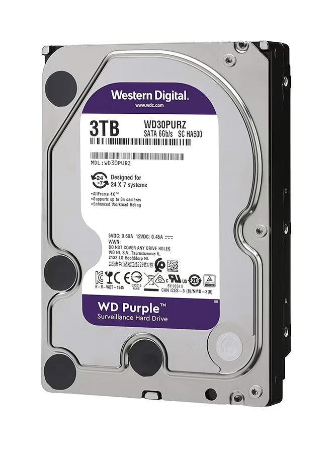 WD Purple 3TB HDD main front view