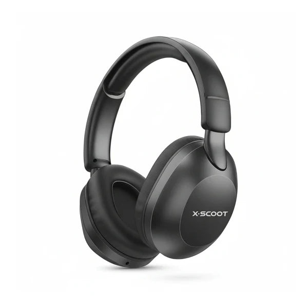 Angle view of X-Scoot XS650 Bluetooth headphones showing earcups