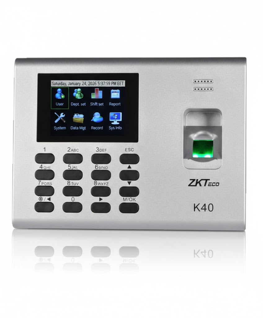 Main view of ZKTeco K40 fingerprint device